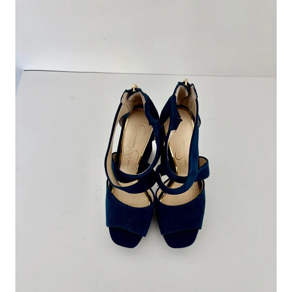 Jessica Simpson Heels 51/2 Suede Platform Chunky Block Y2K Night Out Studio 54 - Picture 2 of 15